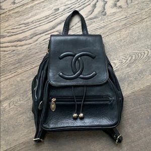 CHANEL CC MINI BLACK LEATHER BACKPACK VINTAGE